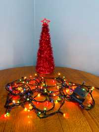 Декоративная, новогодняя гирлянда 4,5 м; разноцветные огоньки на елку