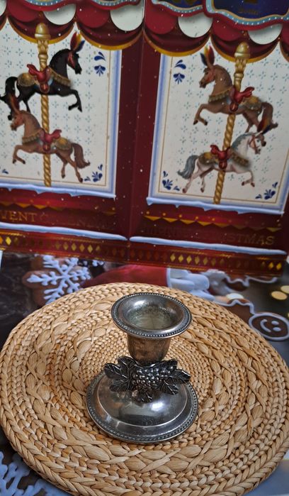 Świecznik vintage platerowany winogrona