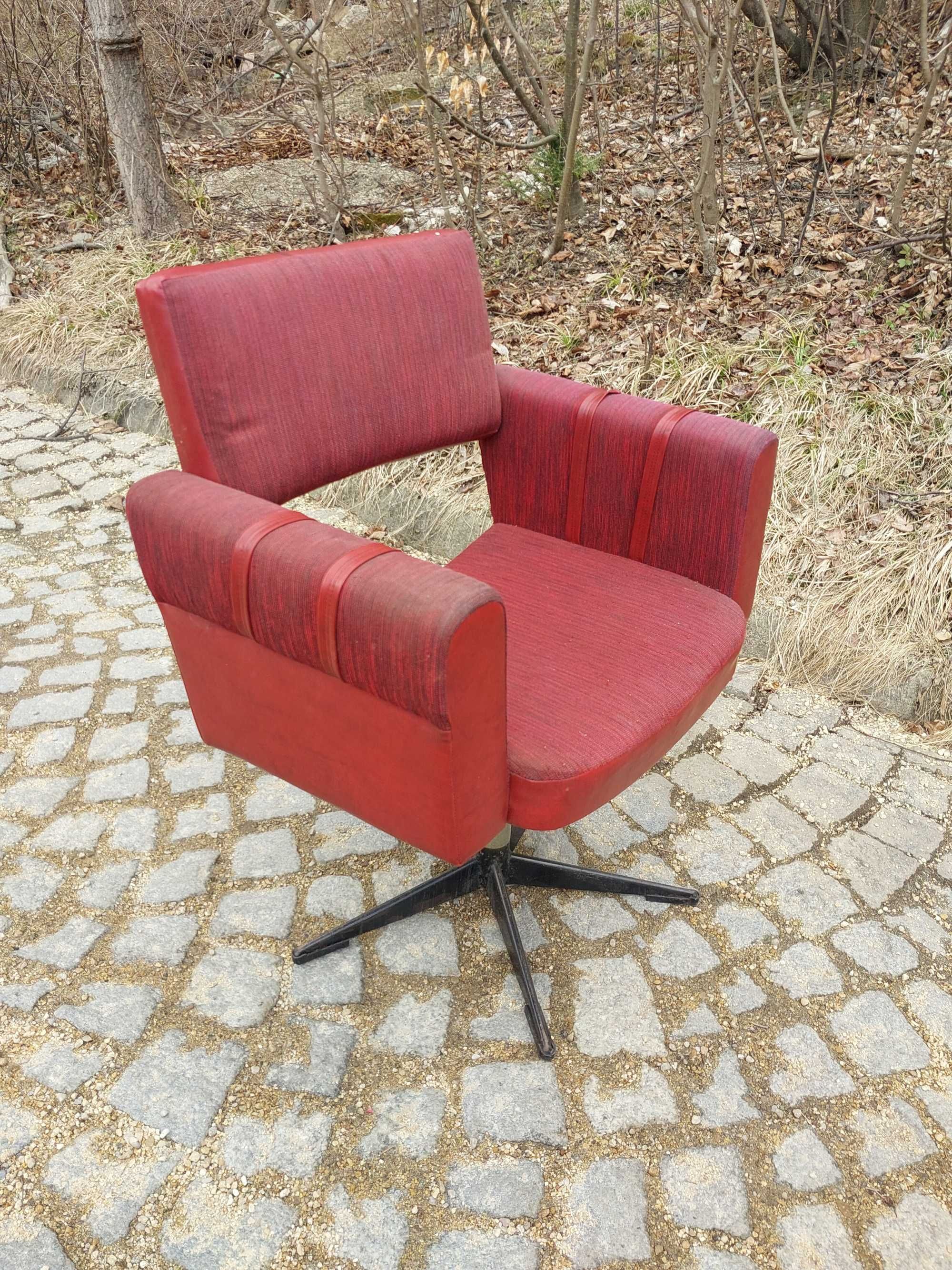 Fotel meblomet obrotowy prl vintage spółdzienia Mszana dolna