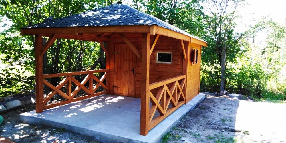 domek narzędziowy 2w1 drewutnia altana wiata altanka 3x3 4x4