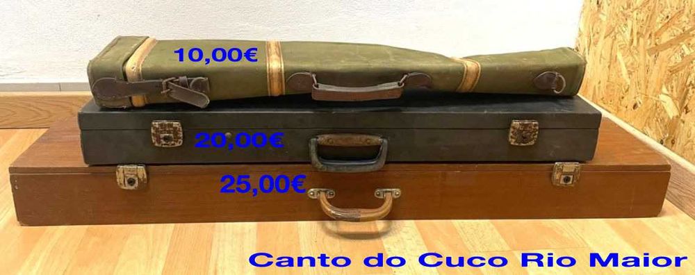Caixas ou malas ou estojos de armas, vazias e antigas
