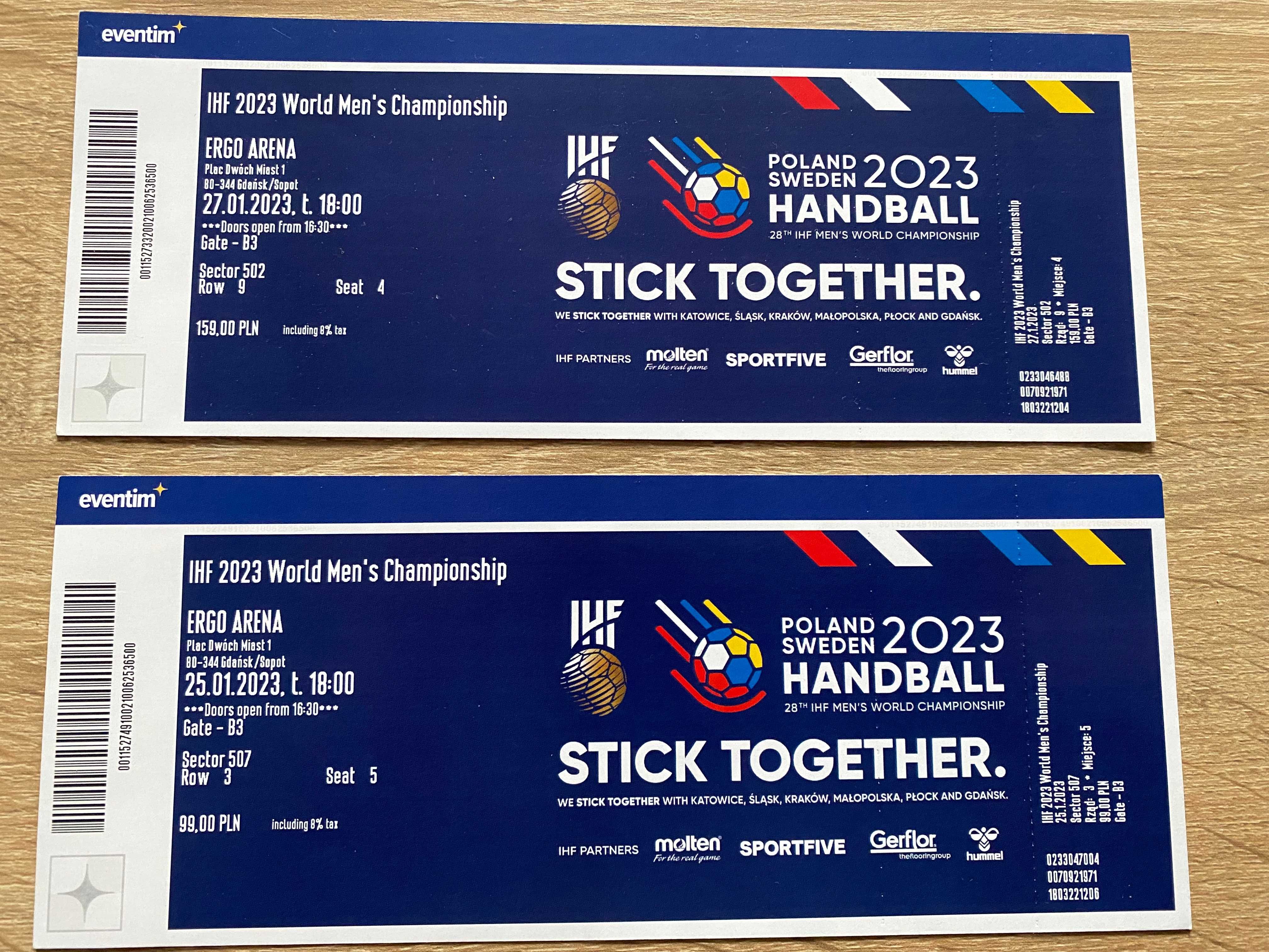 Bilet na Mistrzostwa Świata w Piłce Ręcznej Polska,Szwecja 23 Handball