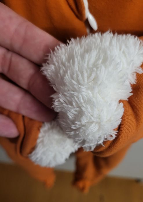 Kombinezon 68 pajacyk lisek dla niemowląt kaptur uszka suwak rudy