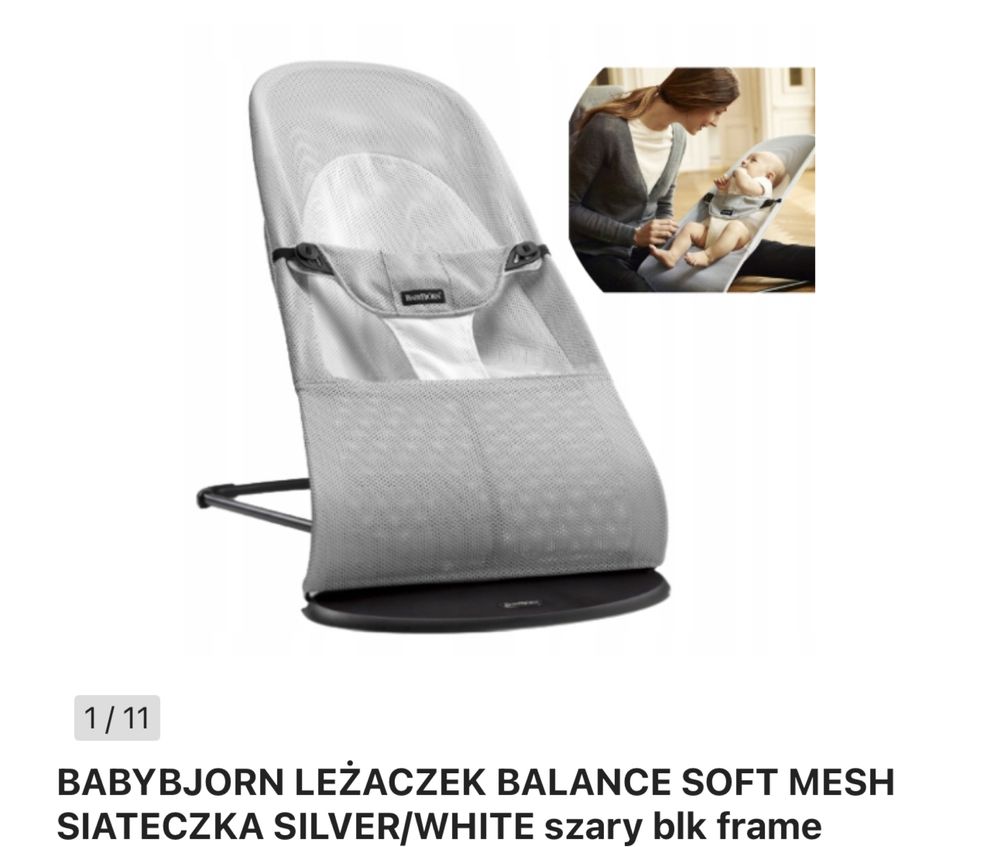 BABYBJORN BALANCE soft mesh leżaczek bujaczek