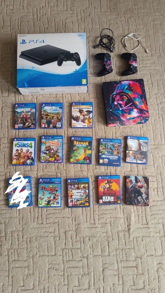 PlayStation 4 + 2 pady + 12 gier