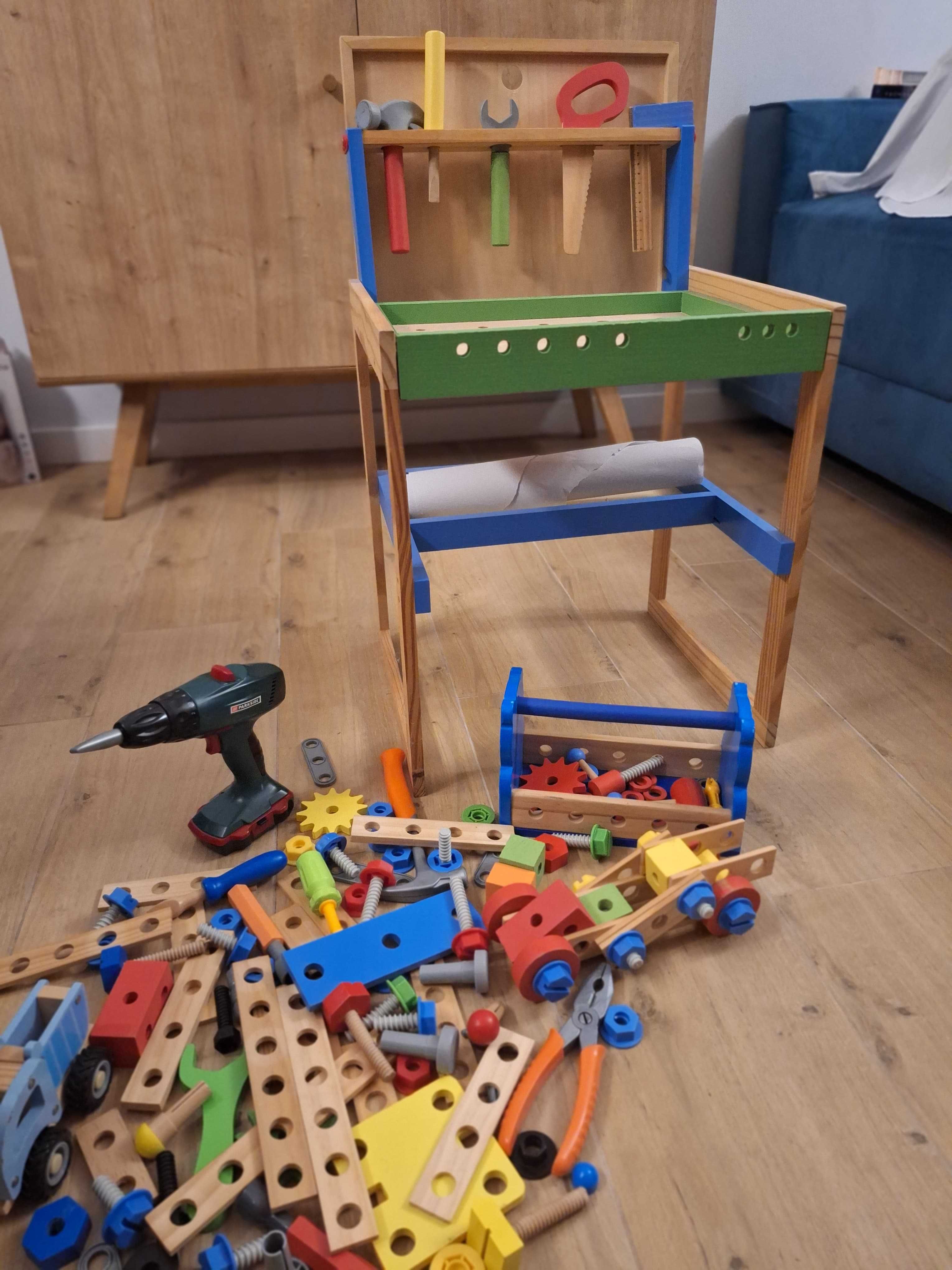 Stół warsztatowy dla dzieci LIDL Playtive plus dodatkowe narzędzia
