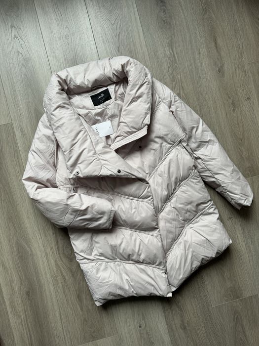 Пуховик бежевий світлий подовжений теплий L zara