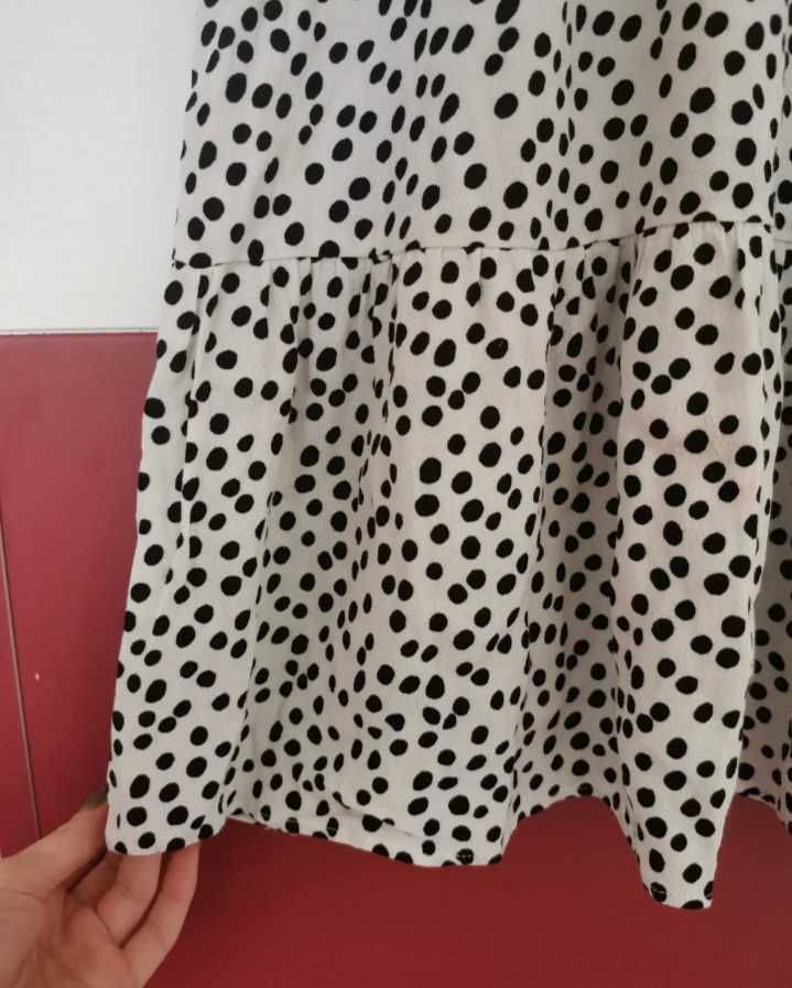 Zara biala blogerska sukienka oversize w kropki HIT midi maxi grochy