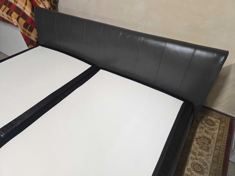 Skórzane łóżko sypialniane kontynentalne z pojemnikami, 180 x 200