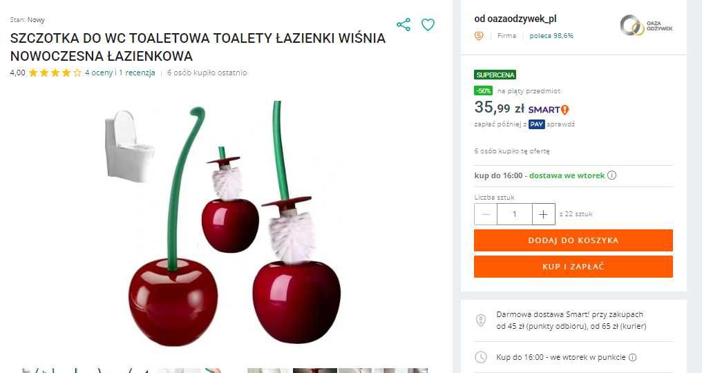 Kreatywna szczotka toaletowa w kształcie wiśni