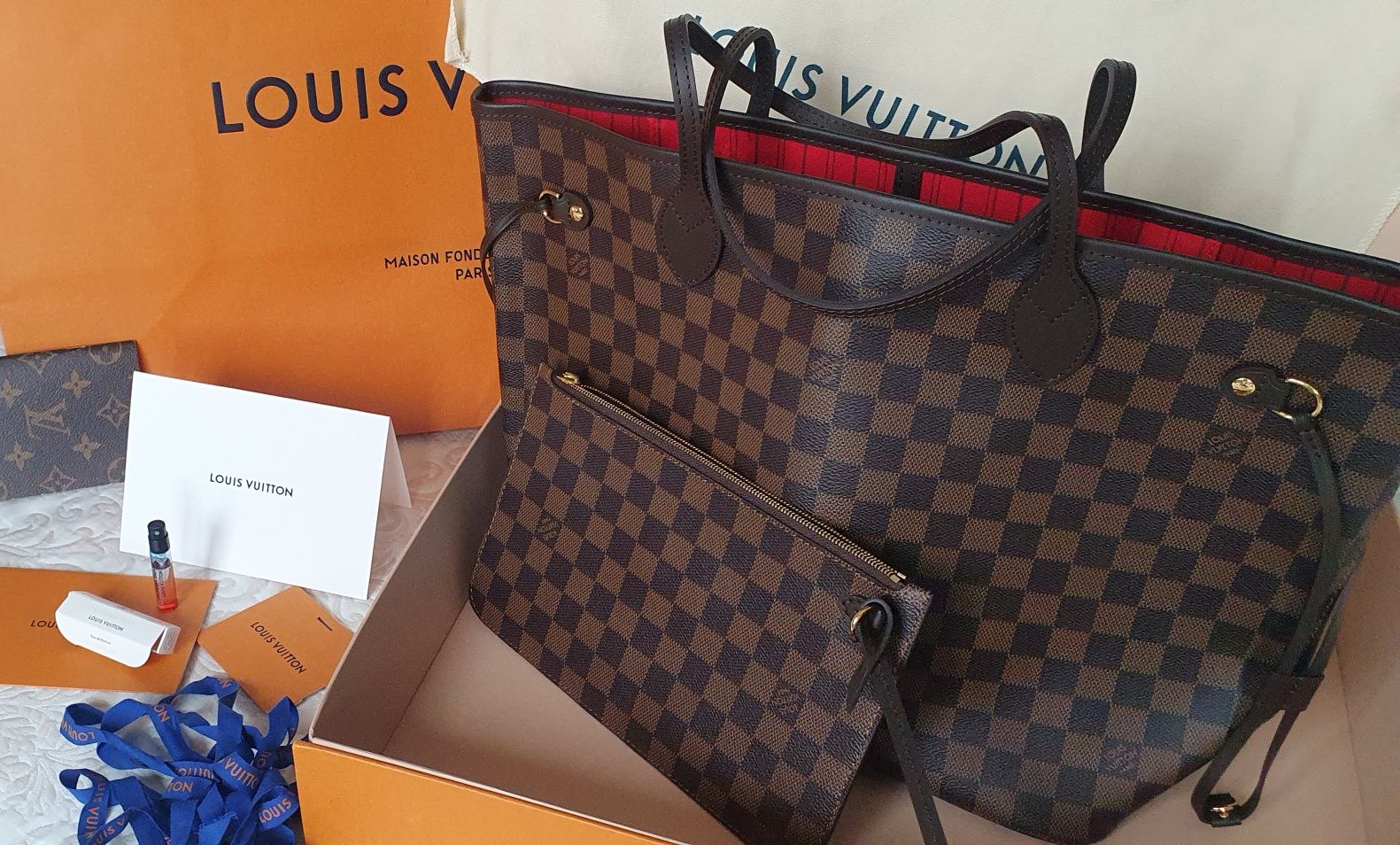 Louis Vuitton torebka+ saszetka Neverfull Damier MM