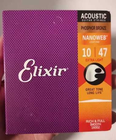 Струны elixir для акустической гитары 10 - 47 фосфорная бронза