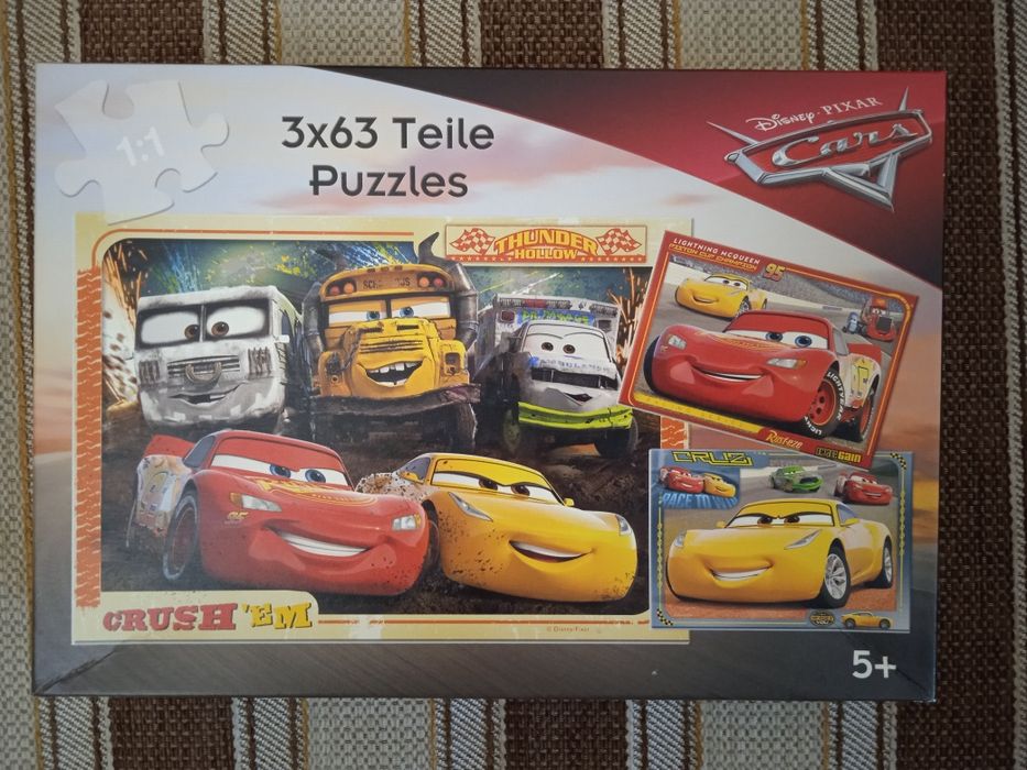 Пазли 3в1 Тачки/Cars/Німеччина/пазлы/Блискавка Маквін/Молния Маквин