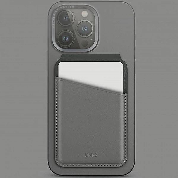 Portfel Uniq Lyden Ds magnetyczny Rfid ze stojakiem na telefon - szaro