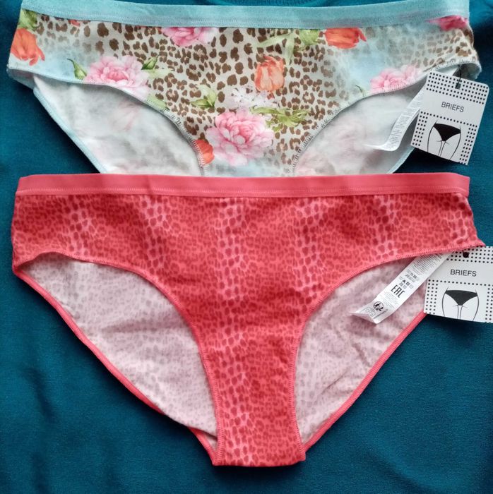 Figi Tezenis rozmiar M bawełna cętki panterka turkus komplet 2szt