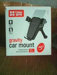 Автотримач Soft Touch Gravity Holder ColorWay (CW-CHG03-BK) чорний