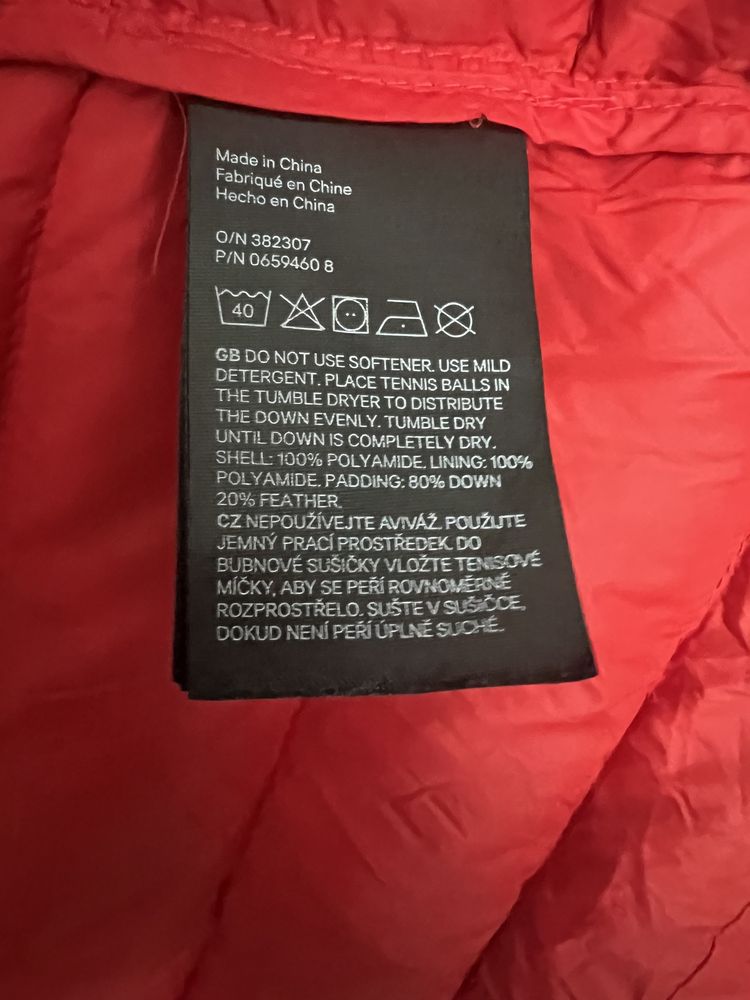 H&M czerwona kurtka puchowa lekka damska przejściowa