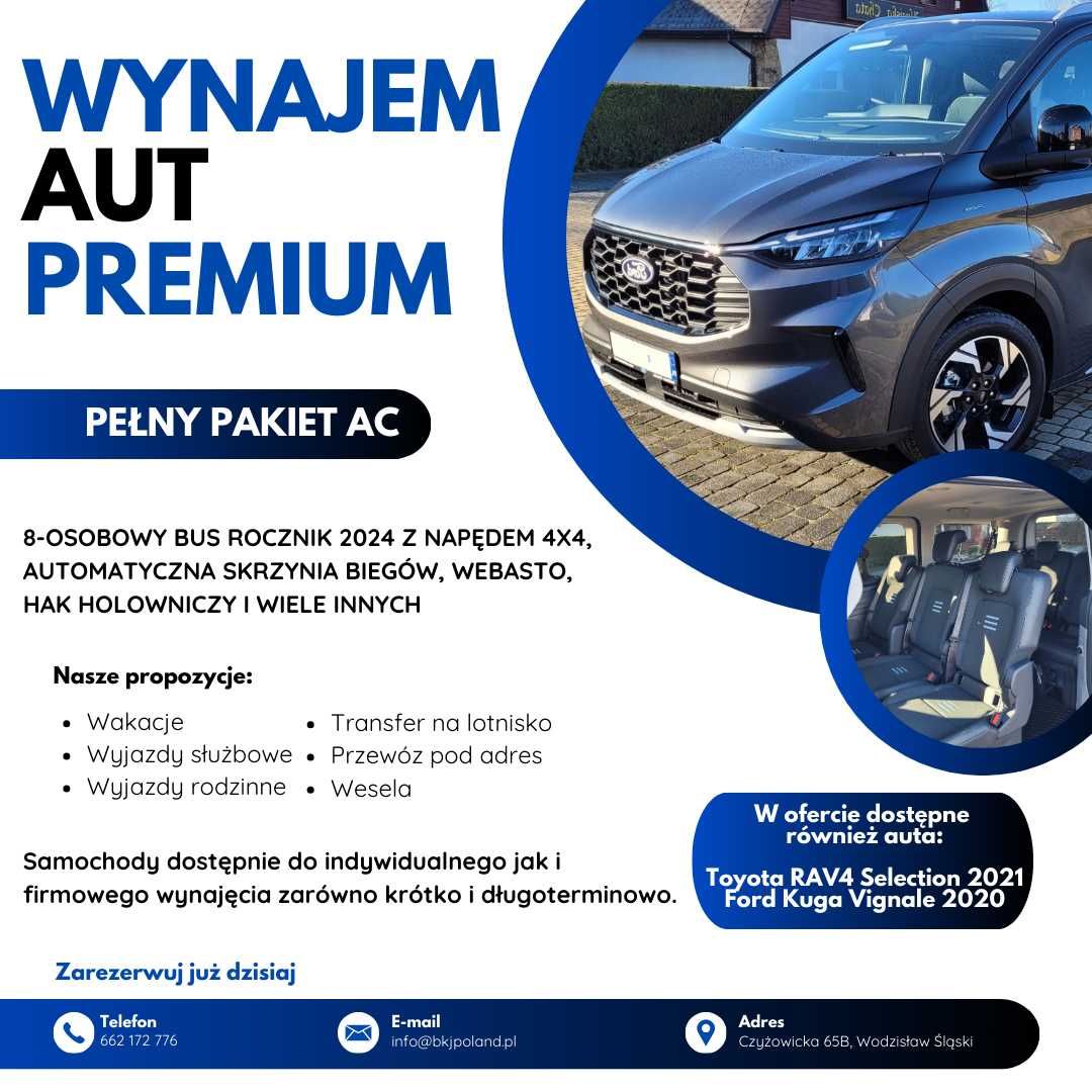 Ford Tourneo Custom 2024 – 8-osobowy, 4x4, automat - wynajem