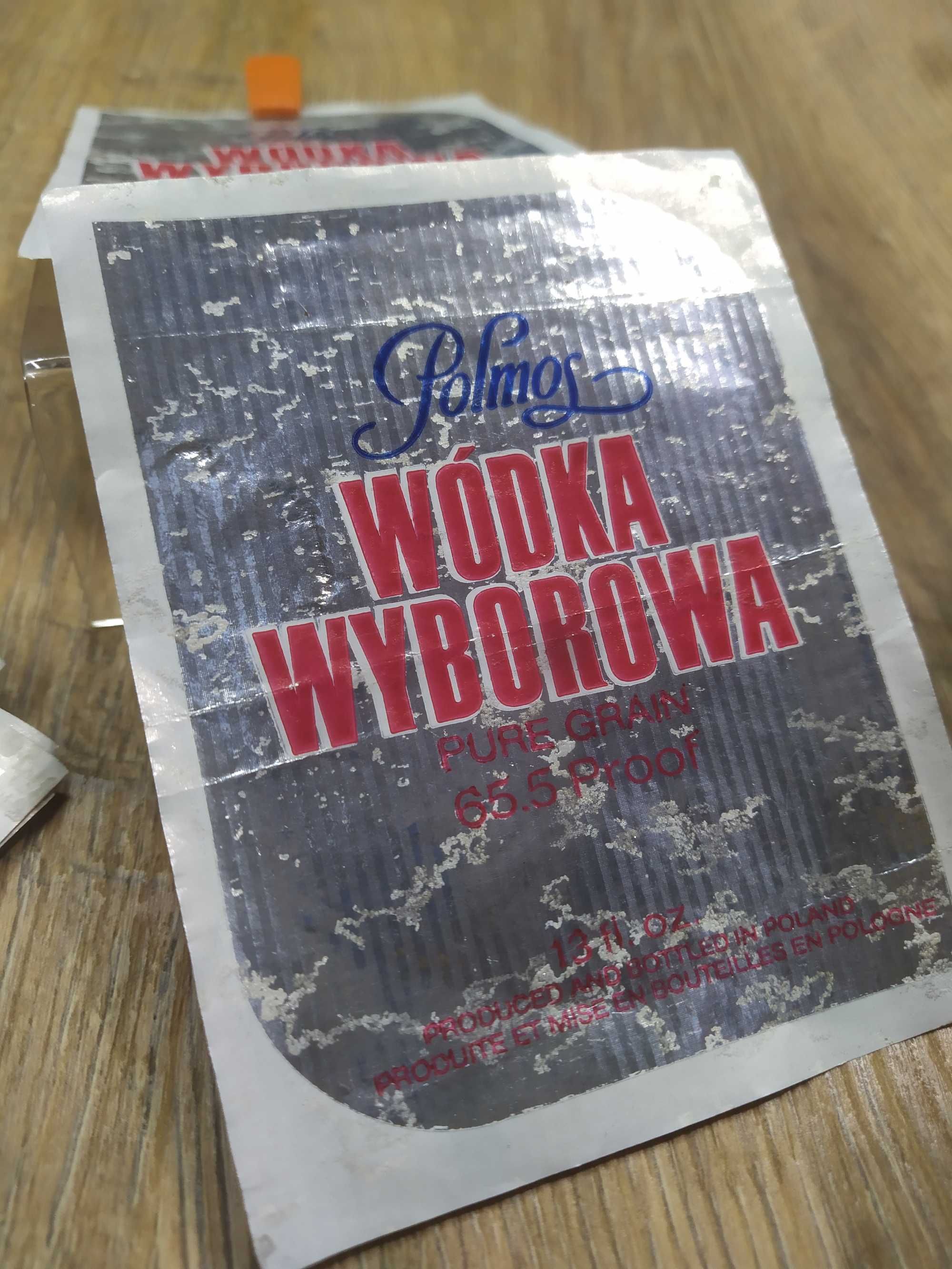 Stare etykiety PRL Polmos Wódka Wyborowa wersja eksportowa 65,5% Unika
