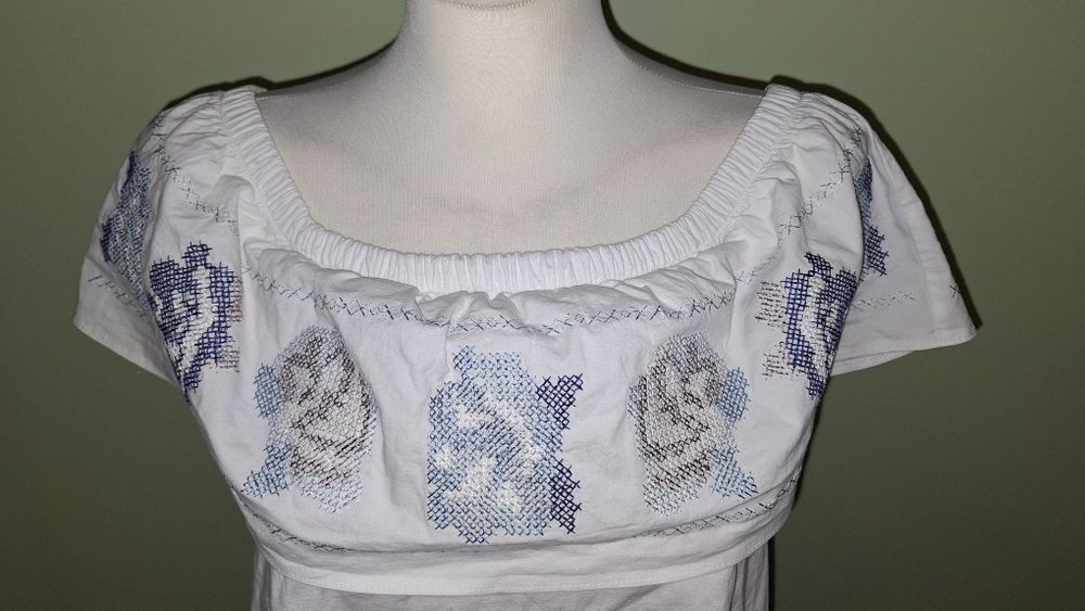 Bluzka odkryte ramiona Vintage haft M/L