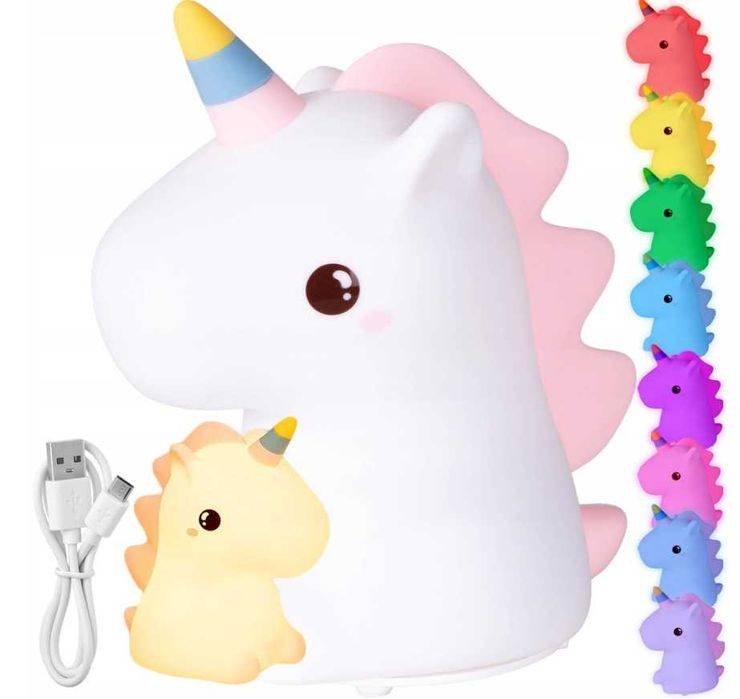 Silikonowa lampka nocna LED RGB dla dzieci w kształcie jednorożca