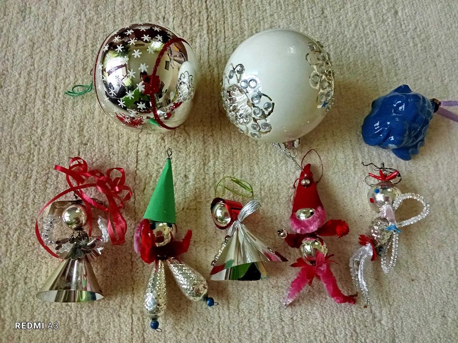 Bombki, banki, szklane, PRL, stojak na choinkę, pajace