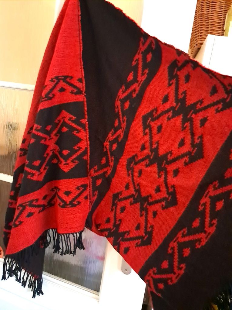 Piękny tradycyjny szal / narzuta turecki vintage frendzle