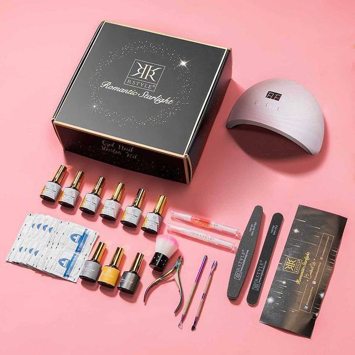Kit conjunto de unhas semipermanentes, completo, lâmpada LED