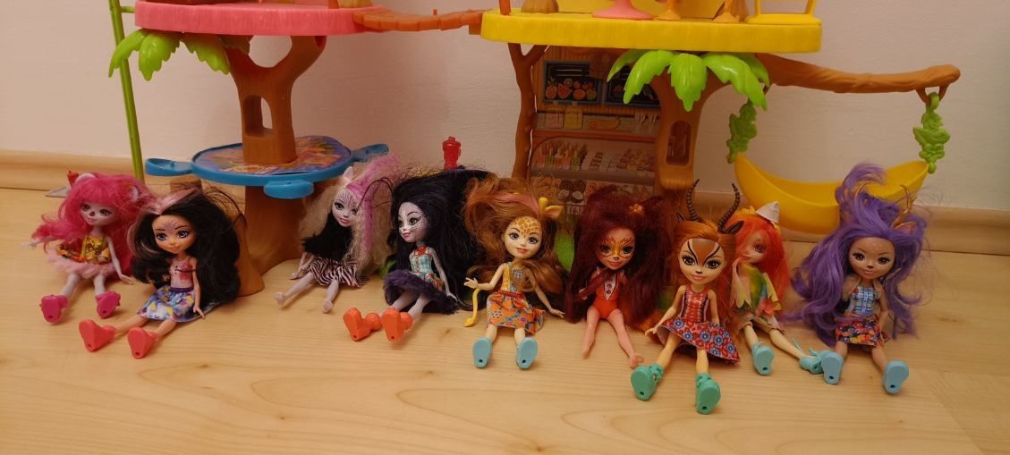 Enchantimals Tropikalna Kawiarenka. 9 lalek, 8 zwierzątek  ZESTAW..