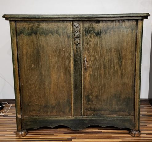 Drewniana retro komoda vintage szafka z półką antyk