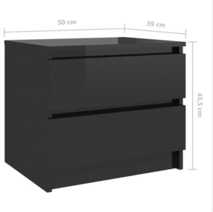 Mesa de cabeceira preto brilhante