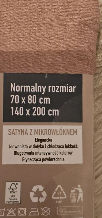 Nowa pościel satynowa poszwa i poszewka na poduszkę