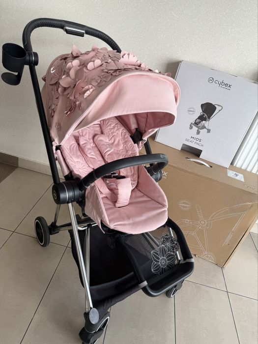 Cybex Mios 2.0 Simply Flowers Pink silver srebrna rama różowy kwiaty