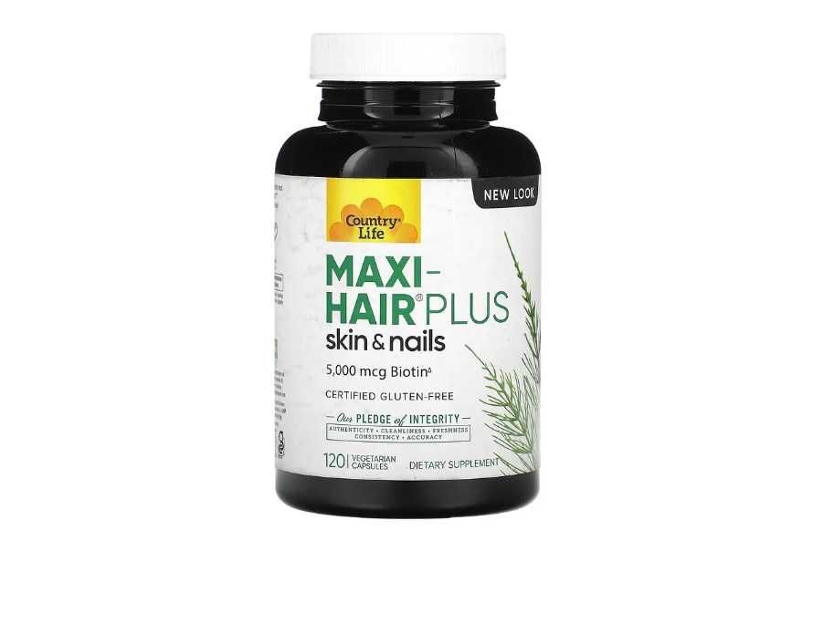 Country Life, Maxi-Hair Plus 120капсул, витамины для волос кожи ногтей