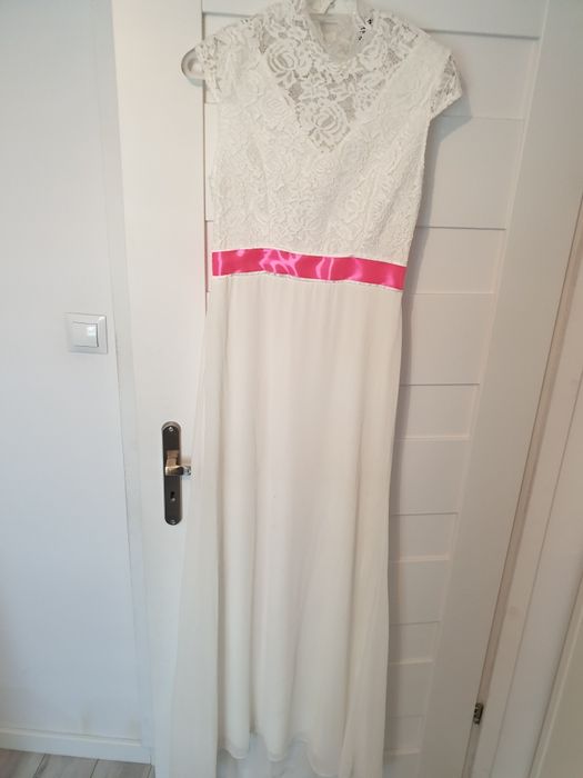 Sukienka slubna biala roz wizytowa r 38 m