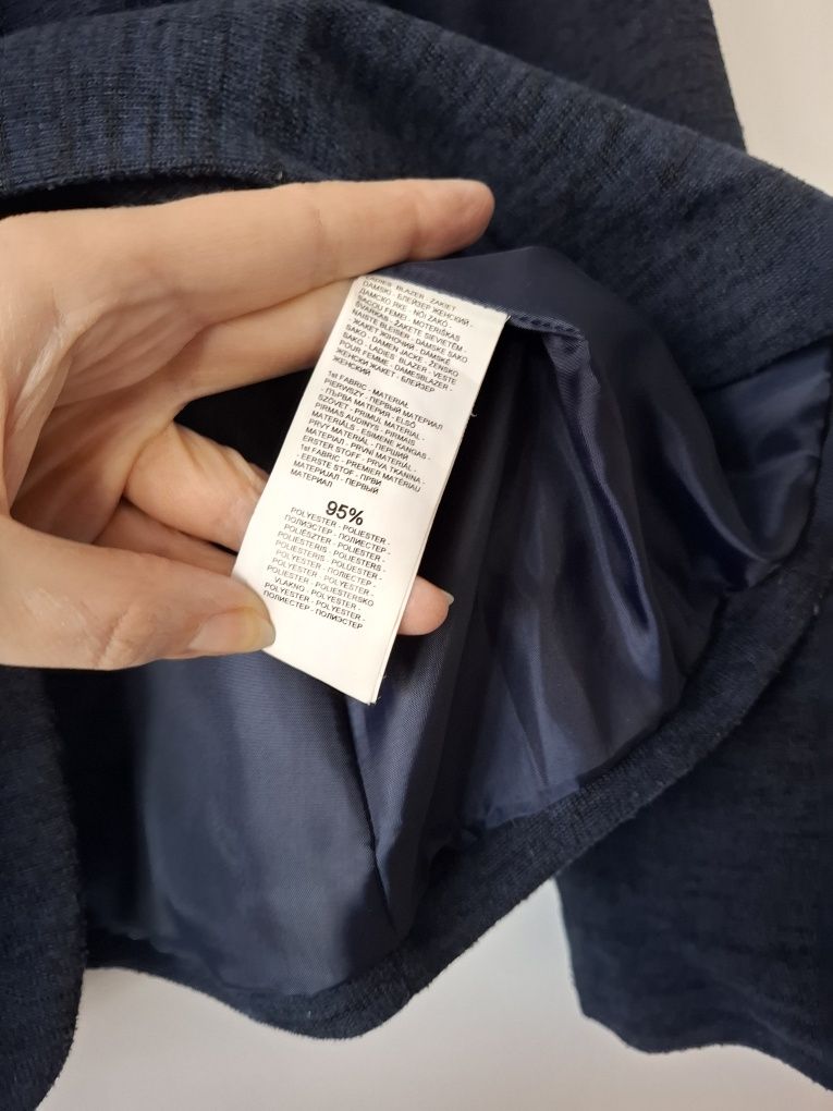 Granatowa marynarka, żakiet, łaty na łokciach, Reserved