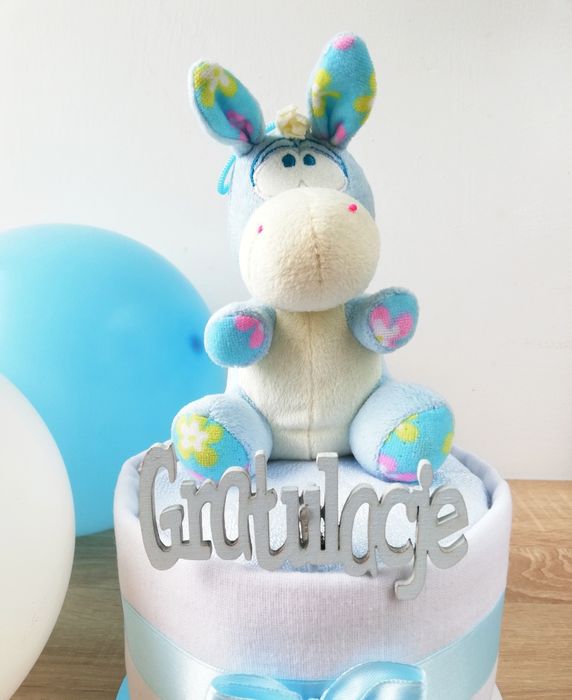Tort z pampersów Premium, prezent dla noworodka, rodziców, baby shower
