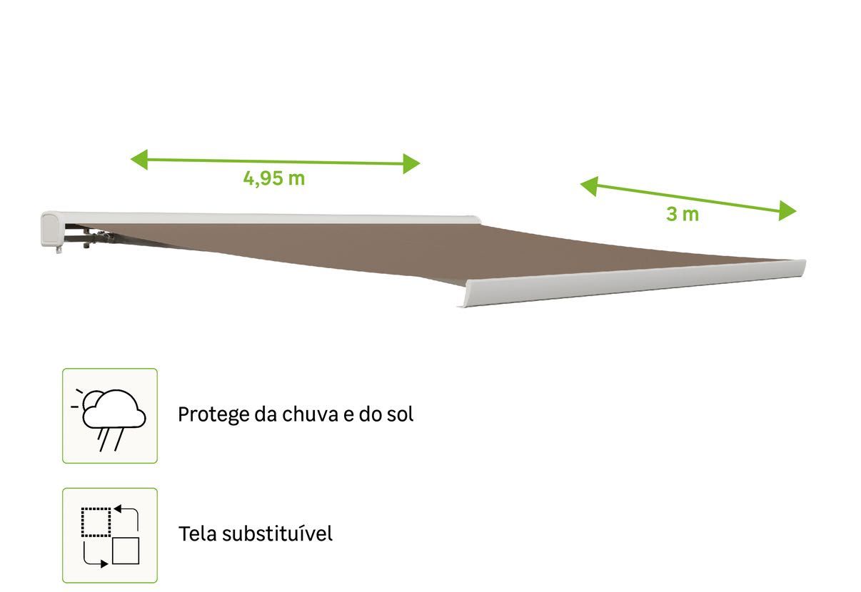 Toldo motorizado cofre Naterial Zefir com tela 5x3 m
