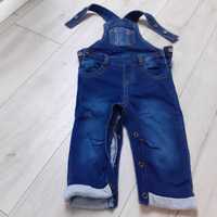 Jeansy ogrodniczki  F&F rozm. 80 cm ( 9-12 m-cy)