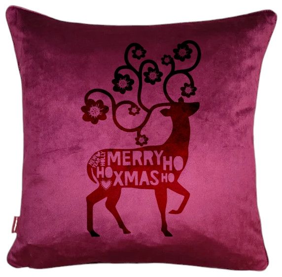 Świąteczna Poszewka welurowa + poduszka 40x40  Merry Christmas jeleń