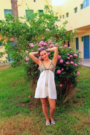 Льняной Сарафан белый с зеленым