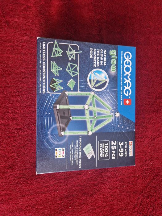 Geomag - klocki magnetyczne NOWY zestaw 25 elem. świecące w ciemności