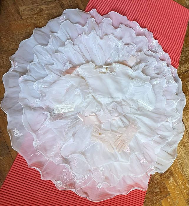 Vestido de Cerimónia Casamento/Baptizado Tamanho 12 e Luvas Tito Cunha