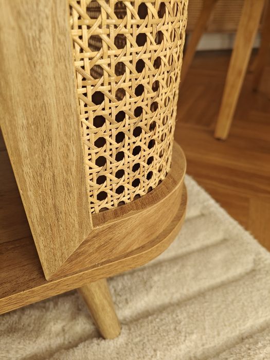 Stolik kawowy ława z półkami fabla Agata meble boho rattan półka