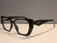 PRADA czarne nowe damskie okulary zerówki zlote logo