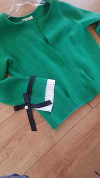 Przepiękny elegancki zielony sweterek L XL