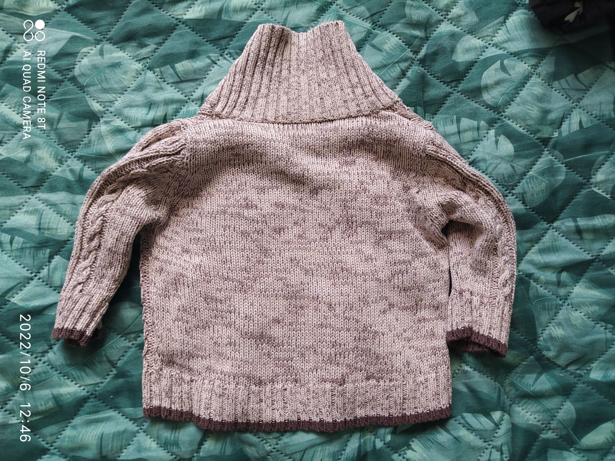 Sweter sweterek niemowlęcy z kołnierzykiem ciepły rozmiar 68