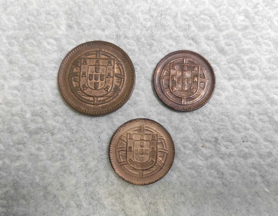 3 Moedas: 1 Centavo 1918 + 1920 + 2 Centavos 1918 - Excelentes