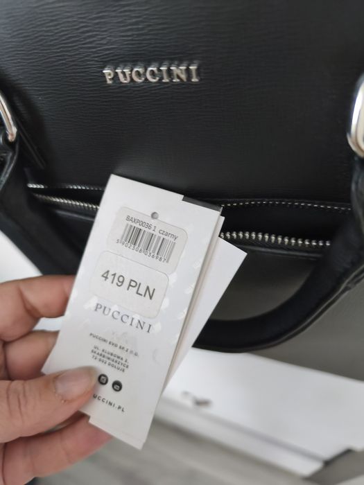 Czarna aktówka torba na laptopa nowa Puccini