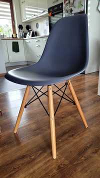 Krzesło szare na drewnianych nogach (6 sztuk) do stołu do jadalni